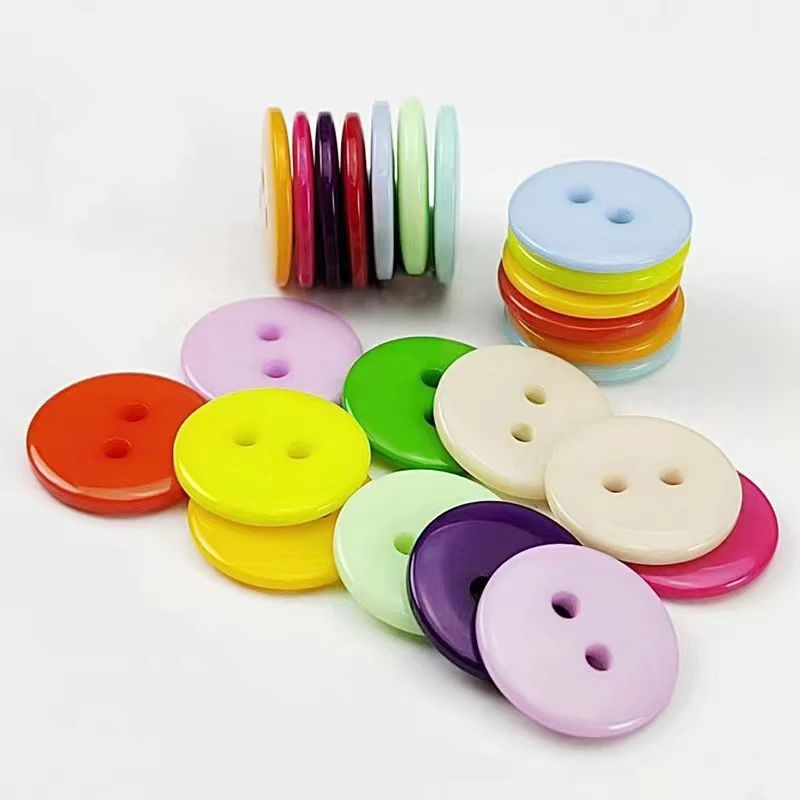 9-20mm Colorful Double Eye Bread Buttons Resin Sewing Buttons for Diy Craft Baby Kids Clothing Decoration Handmade Scrapbooking