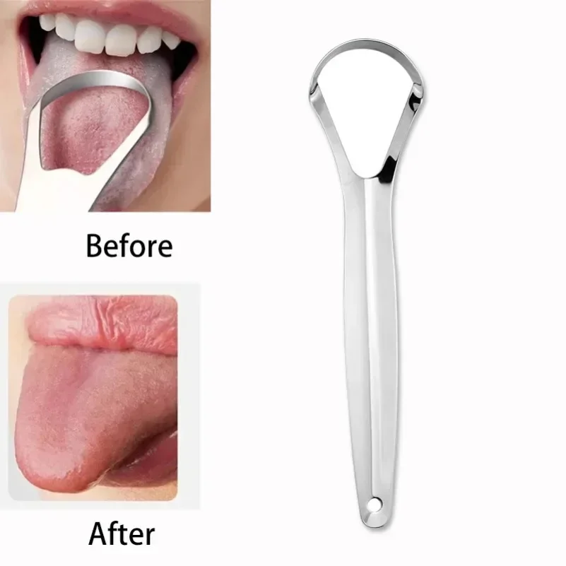 1Pcs Portable Single Layer Tongue Scraper Reusable Stainless Steel Oral Mouth Brush Tongue Scraper Fresh Breath Maker