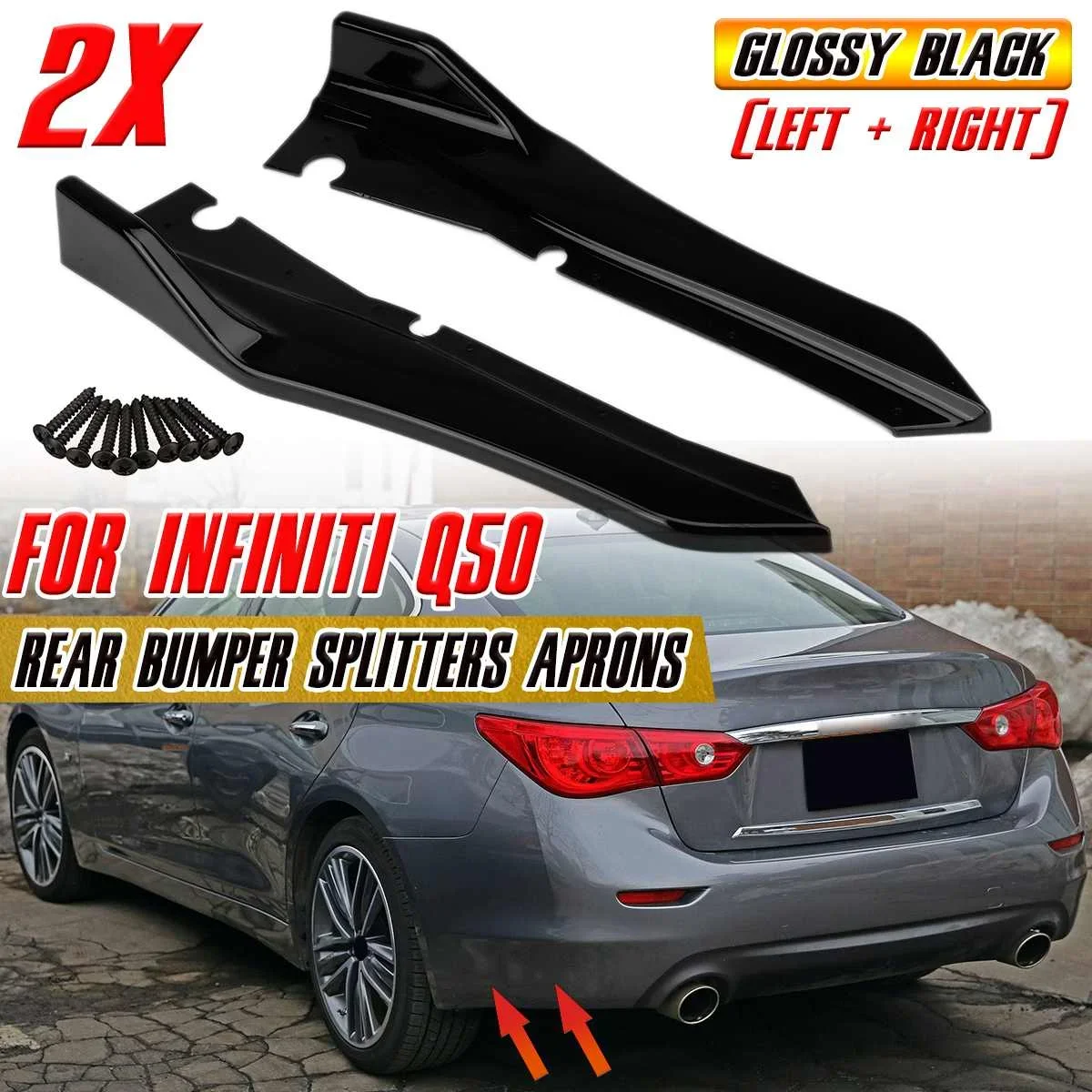 

Pair Rear Bumper Lip Body Kit Splitters Aprons Side Corner Protector Car Rear Bumper Diffuser Lip Guard Cover For Infiniti Q50