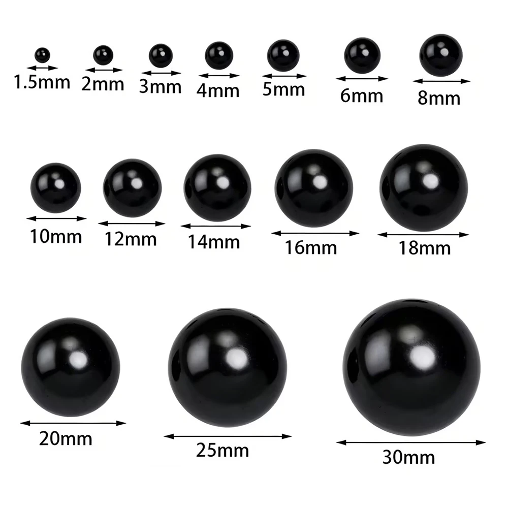 5-1000pcs 1.5-30mm Black ABS Imitation Pearl Beads No Hole Round Loose Spacer Beads For Jewelry Making DIY Bracelets Necklace