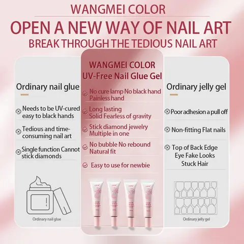 वांगमेई कलर नया सुपर स्ट्रॉन्ग नेल ग्लू प्रेस ऑन नेल्स के लिए, UV/LED लैंप की आवश्यकता नहीं, 5 सेकंड में जल्दी सूखने वाला, जल्दी सूखने वाला, लंबे समय तक चलने वाला 8 best sales नाखूनों पर गोंद लगाएँ - №6