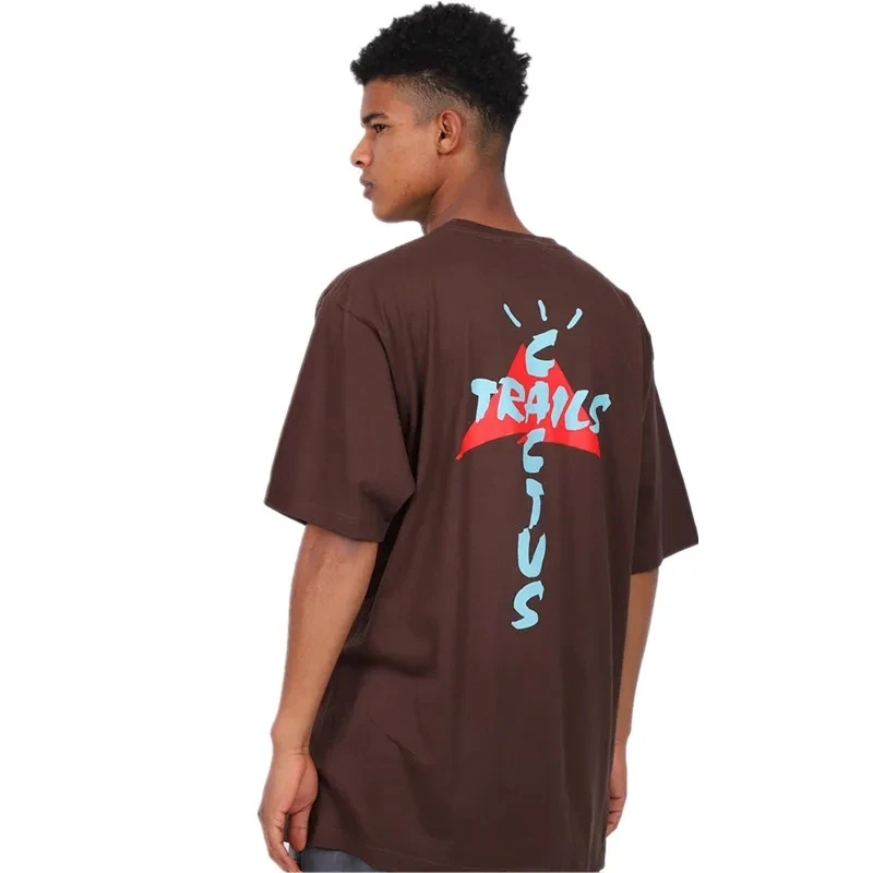 New Cactus Jack T shirt Men Women Unisex Cool Streetwear T-shirt Casual Loose Tops Hip Hop Cactus Trails Brown Tees