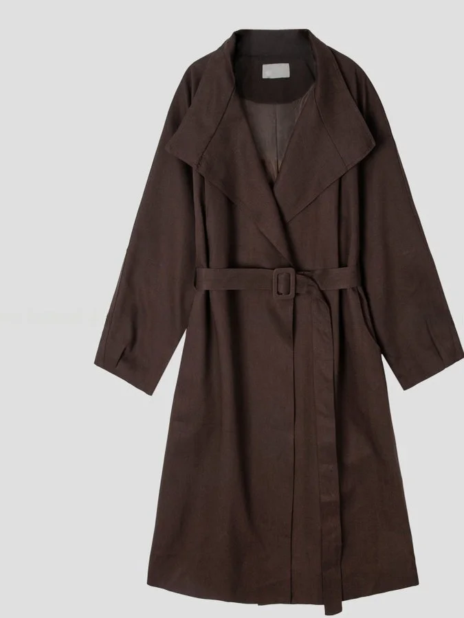 معطف نسائي طويل بتصميم كوري، تصميم فضفاض، ملابس خارجية متعددة الاستخدامات، موسم الشتاء، مادة أخرى كاملة #5