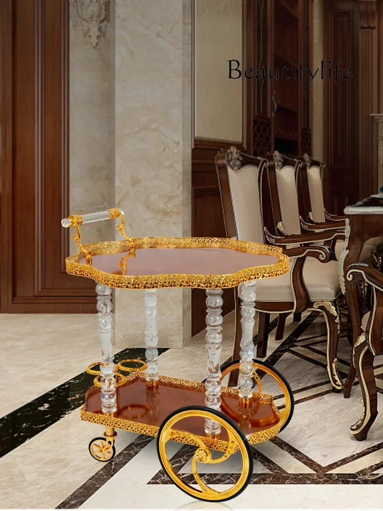 hh Second floor European retro restaurant Hotel copper brown veneer dining car Cafe Clubhouse Delivery push-pull