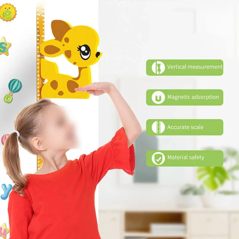 Adesivi murali tridimensionali 3D rimovibili per altezza cartone animato Adesivi murali autoadesivi per altezza bambino con aspirazione magnetica per bambini