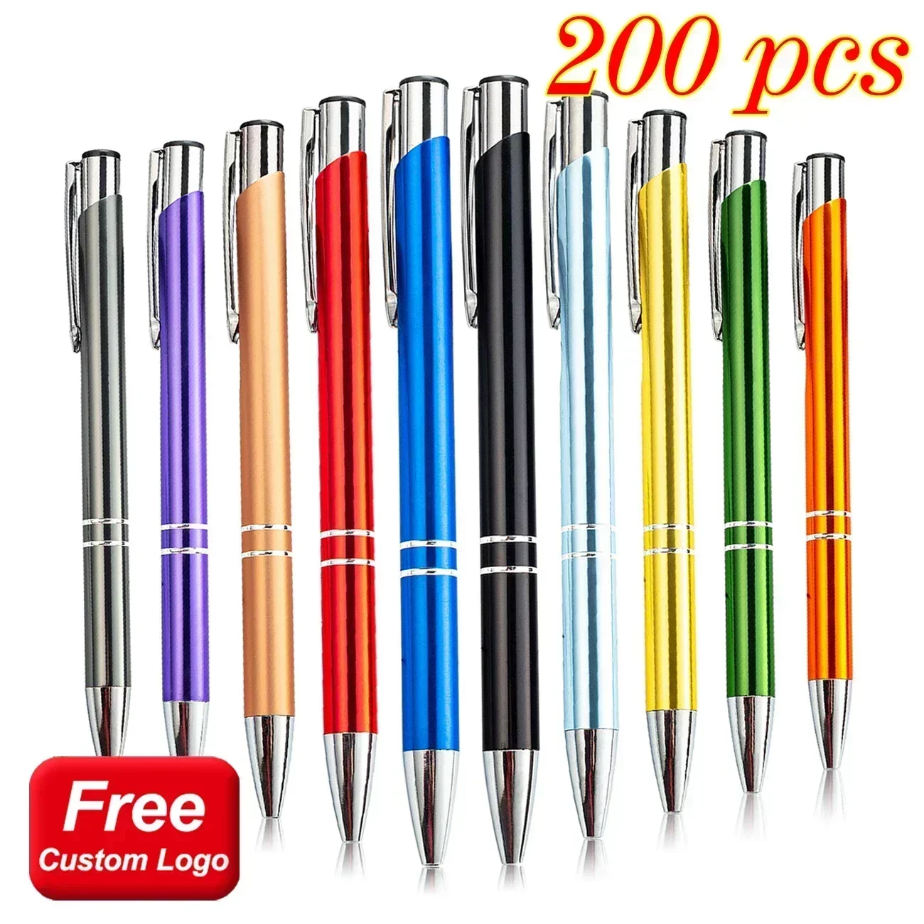 200pcs/lot Hot Sell Custom Ballopint Pen Metal Ball Pen Support Print Logo Advertising Wholesale Personalized Pen Advertising