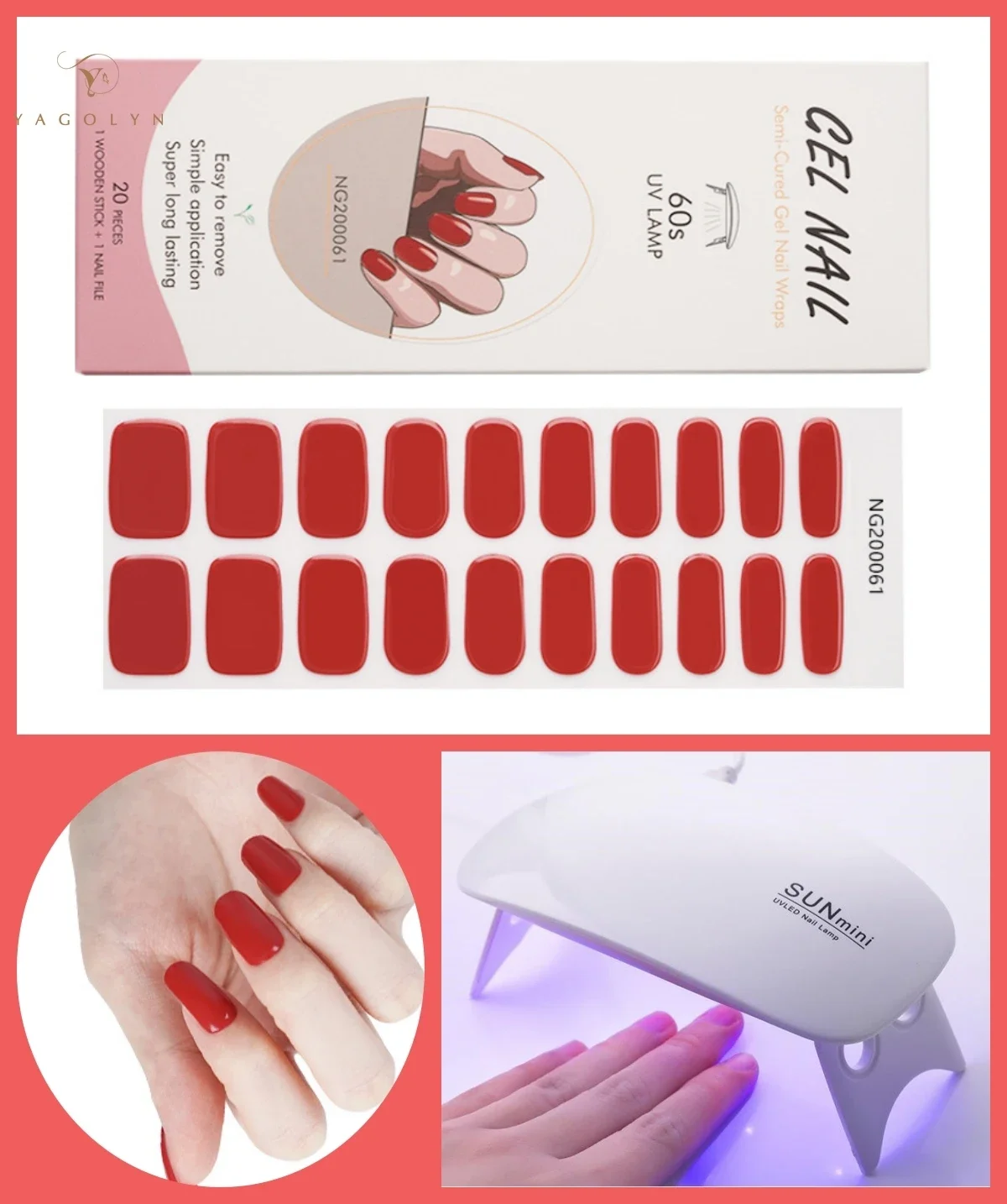 2 stks/set Semi Uitgeharde Gel Nail Strip Stickers met 6W UV Lamp gebakken Lijm Langdurige Nagel Gel Wraps nail Art Decoratie Tip