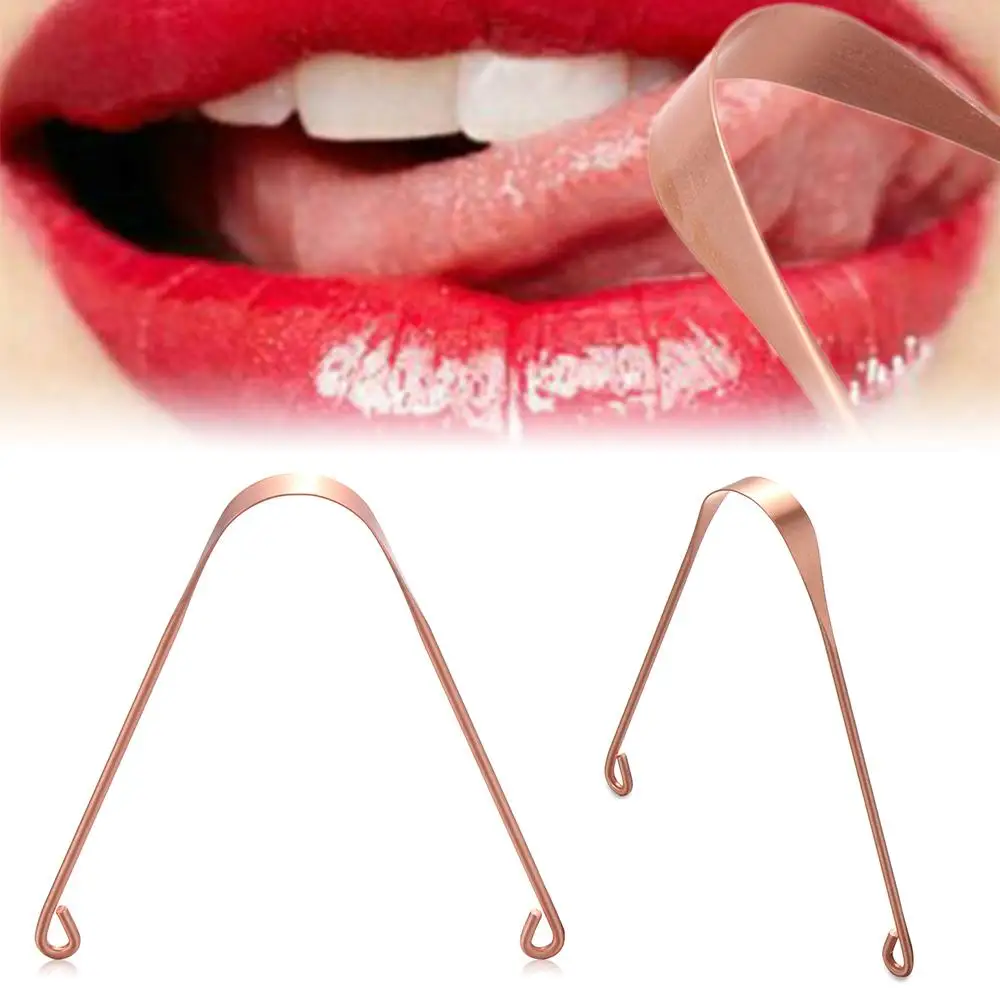 1Pc Fashion Toothbrushes Fresh Breath Dental Cleaning Copper Tongue Scraper  Cleaner Stainless Steel Oral Hygiene