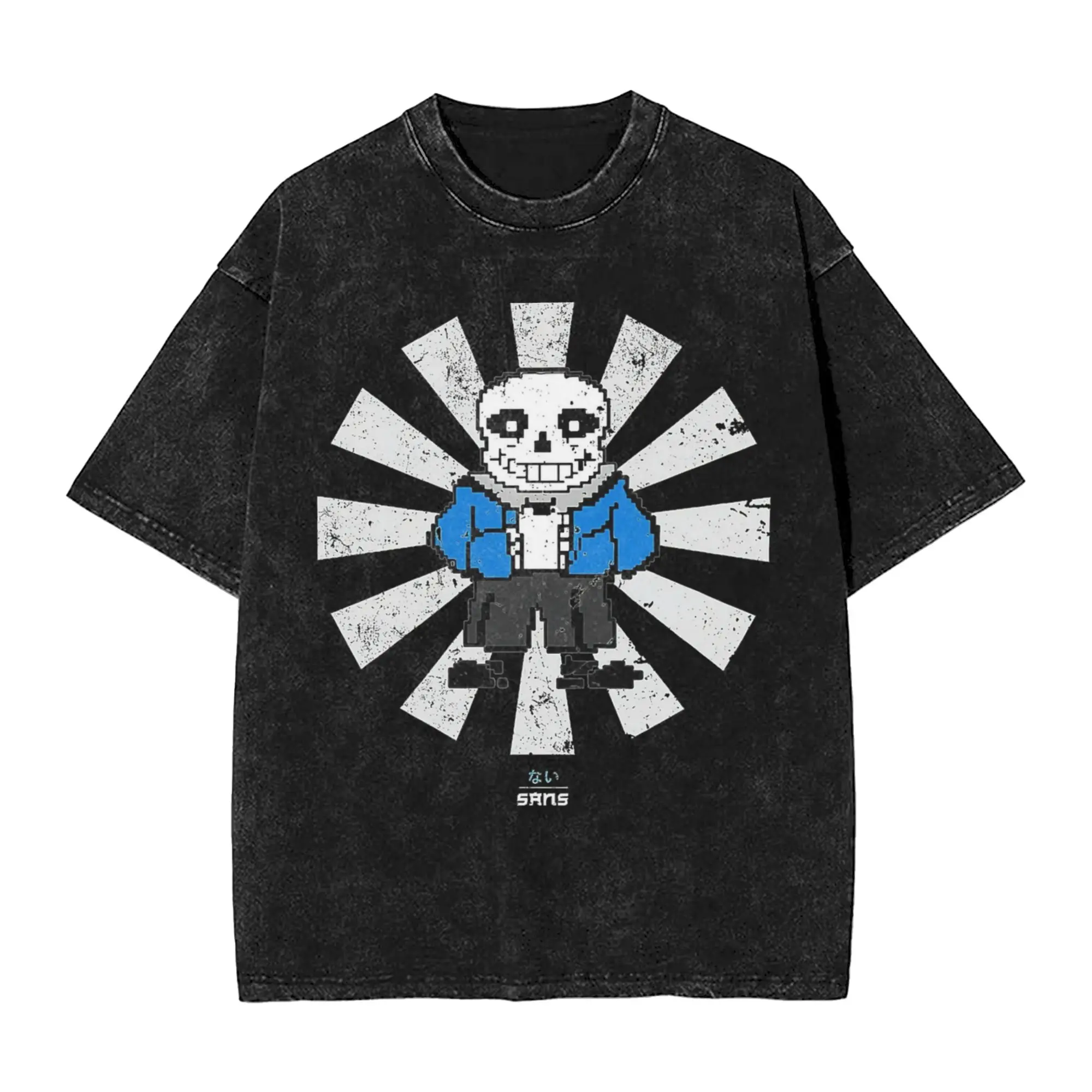 Undertale Sans Skull T Shirt Hip Hop Washed 100% Cotton Harajuku T-Shirt  Vintage Men Women Tops Streetwear Summer Tees