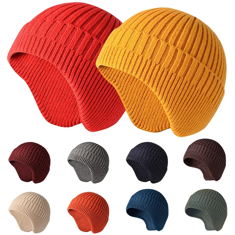 

Warm Winter Autumn Trooper Aviator Hat with Earflaps Men Women Ear Protection Fleece Hat Knit Skull Ski Beanies Stylish Beanie