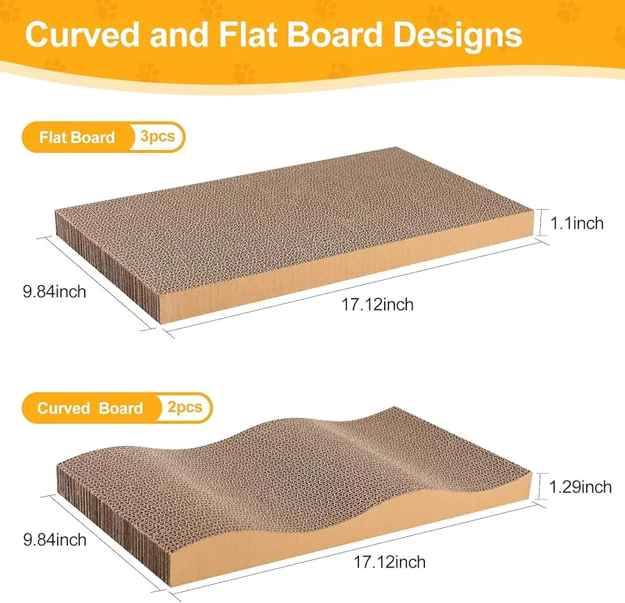 5 قطع من أدوات خدش القطط مع صندوق من Poils bebe، أدوات خدش قطط قابلة للعكس للقطط الداخلية، أداة خدش للقطط من الورق المقوى مع النعناع البري، 2 منحنى #4