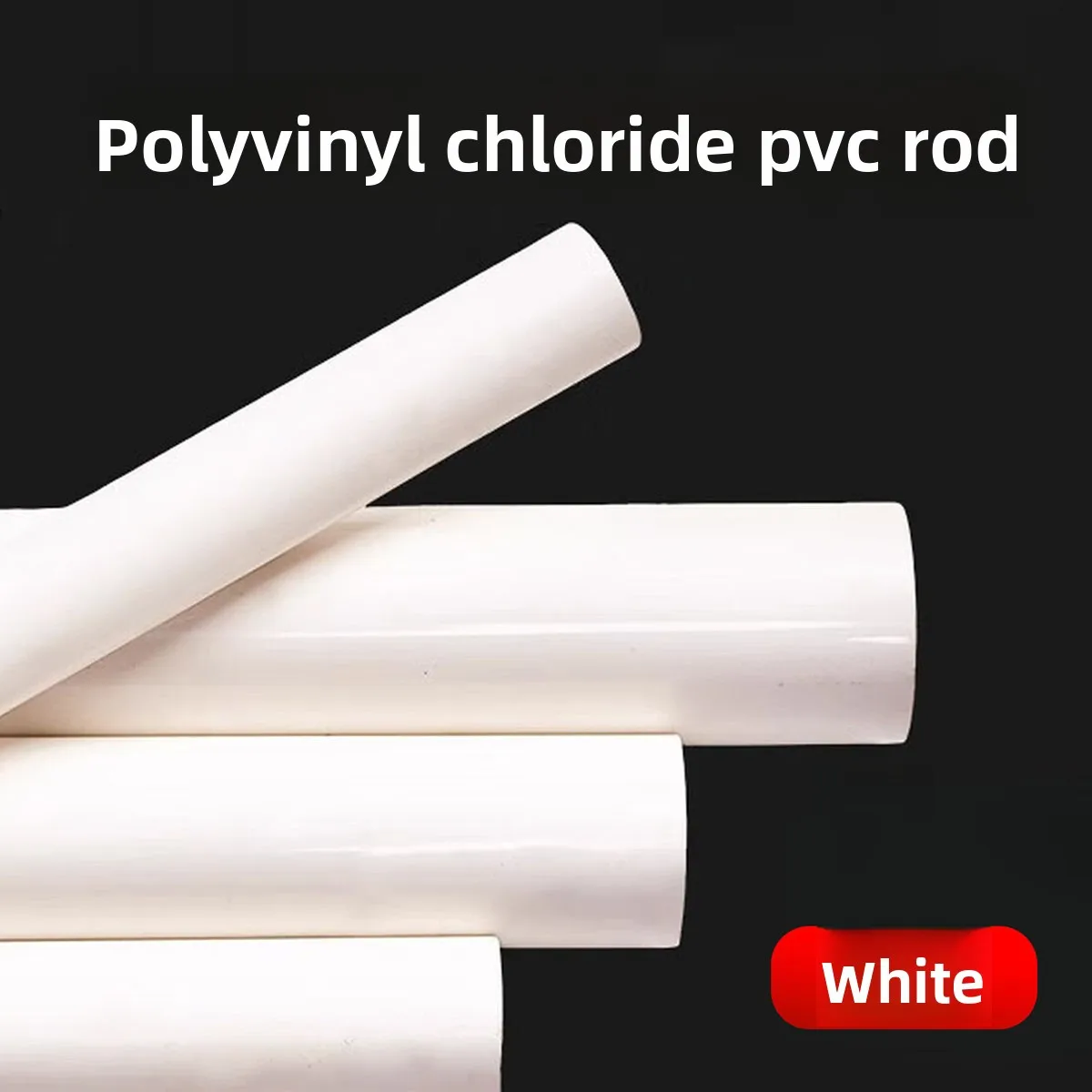 Solid White PVC Round Rod, Acid & Alkali Resistant Plastic Bar with Custom Machining