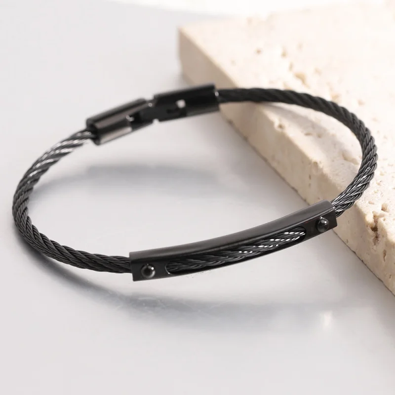 Trendy Design High Quality Steel Wire Bangles Full With Titanium Steel Cable, Fashion Men and Women Bracelet Gifts