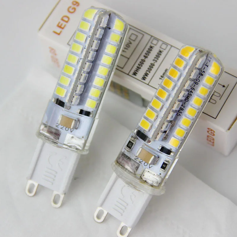 

G9 -2835-64D 6W AC 110V-240V Bulb Candle Silicone Lights Replace 30W 40W Halogen for Chandelier Spotlight
