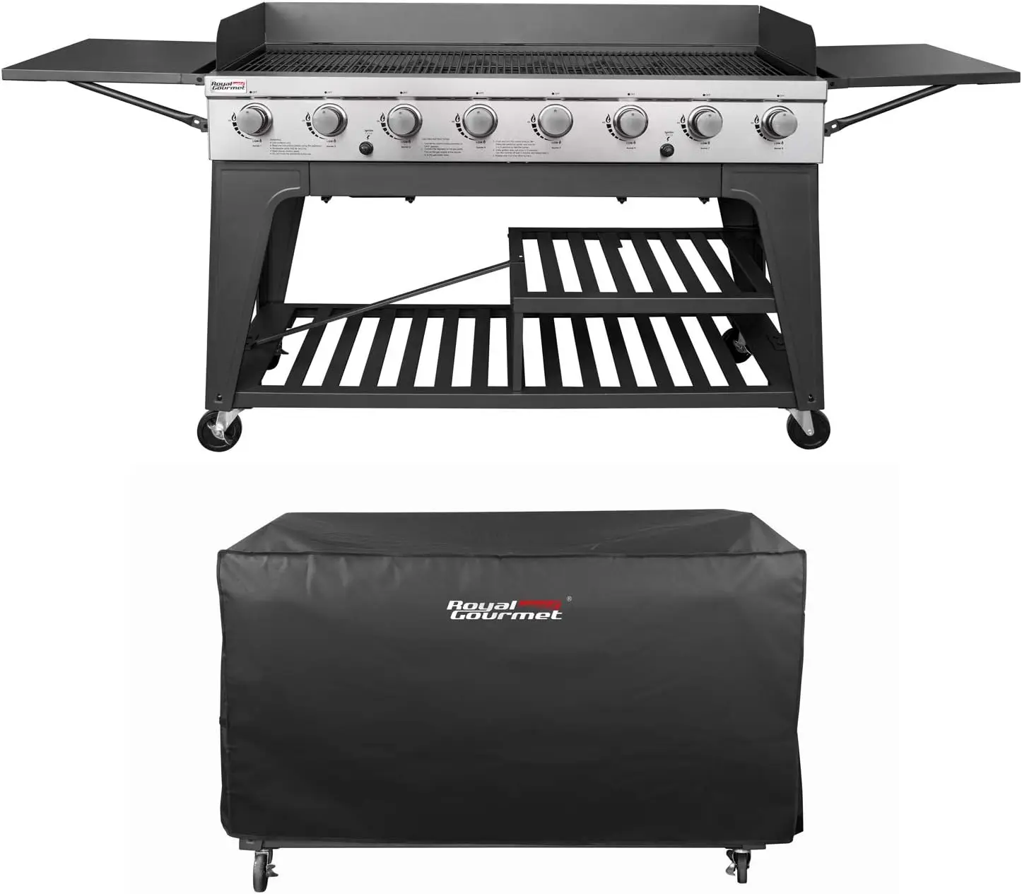 Event 8-Burner BBQ Propane Gas Grill with Cover, Picnic or Camping Outdoor