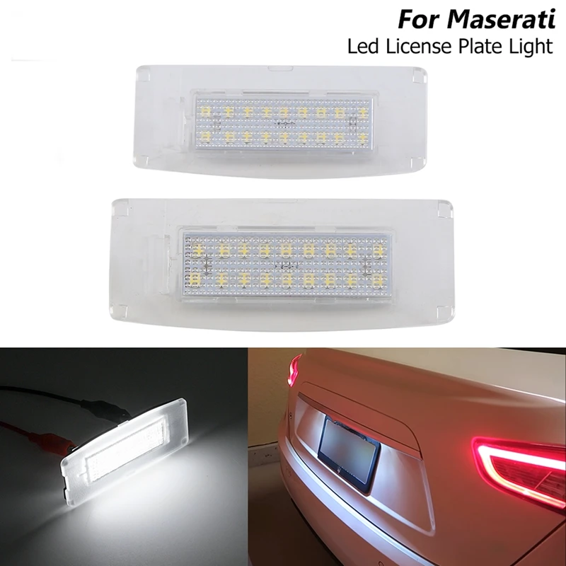 Pair Of LED License Plate Light Tag Lamps For Maserati Ghibli III M157 2014-2020 673001401