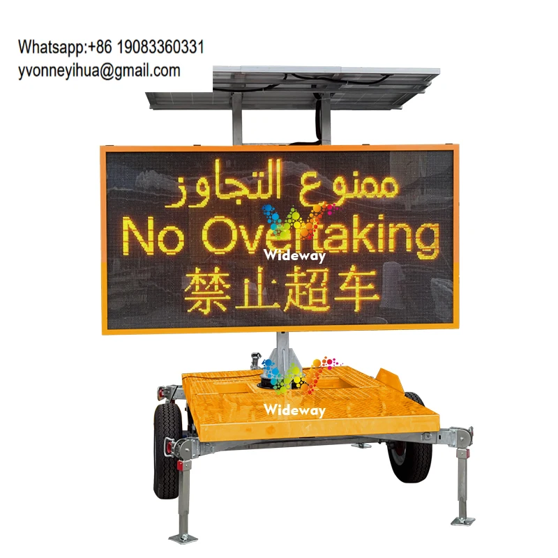 Mobile Information LED Solar Traffic Warning Variable Message Sign Trailer LED VMS Solar Traffic Display With Trailer