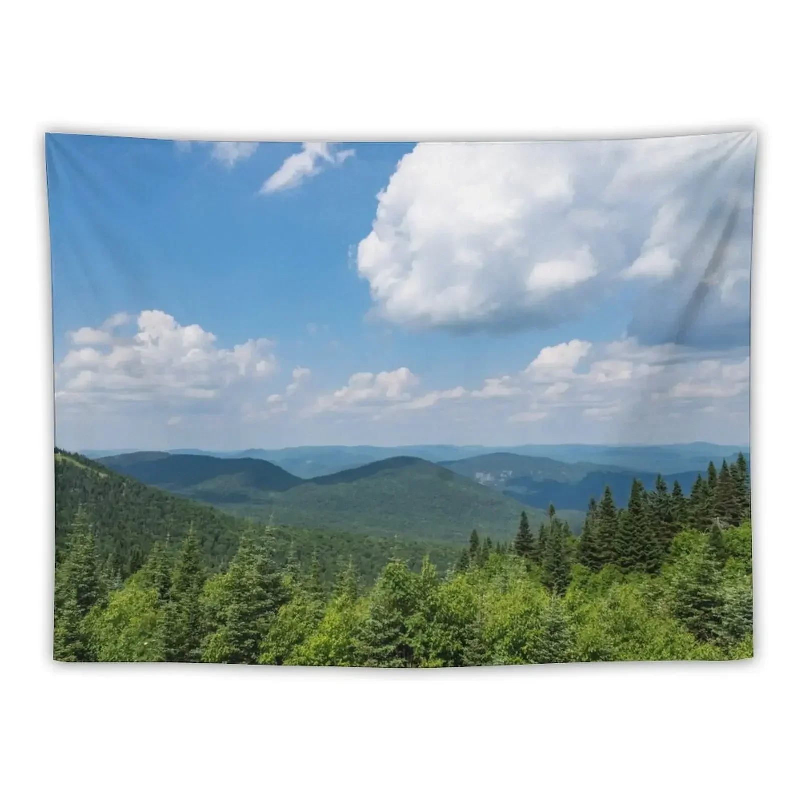 

Big Sky Country - a Heavenly Vista of Forested Mountaintops and Cottony Clouds Tapestry Decor For Bedroom Tapestry