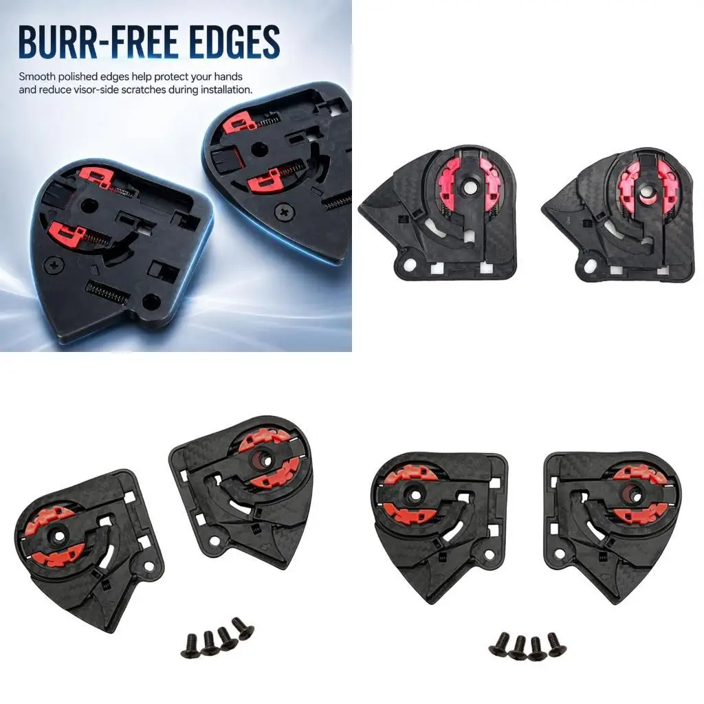 Motorbike Helmet Side Mount Base Repair Set for FF801 FF397 Systems, Pair of Base Pieces with 4 Screws for Closing Action