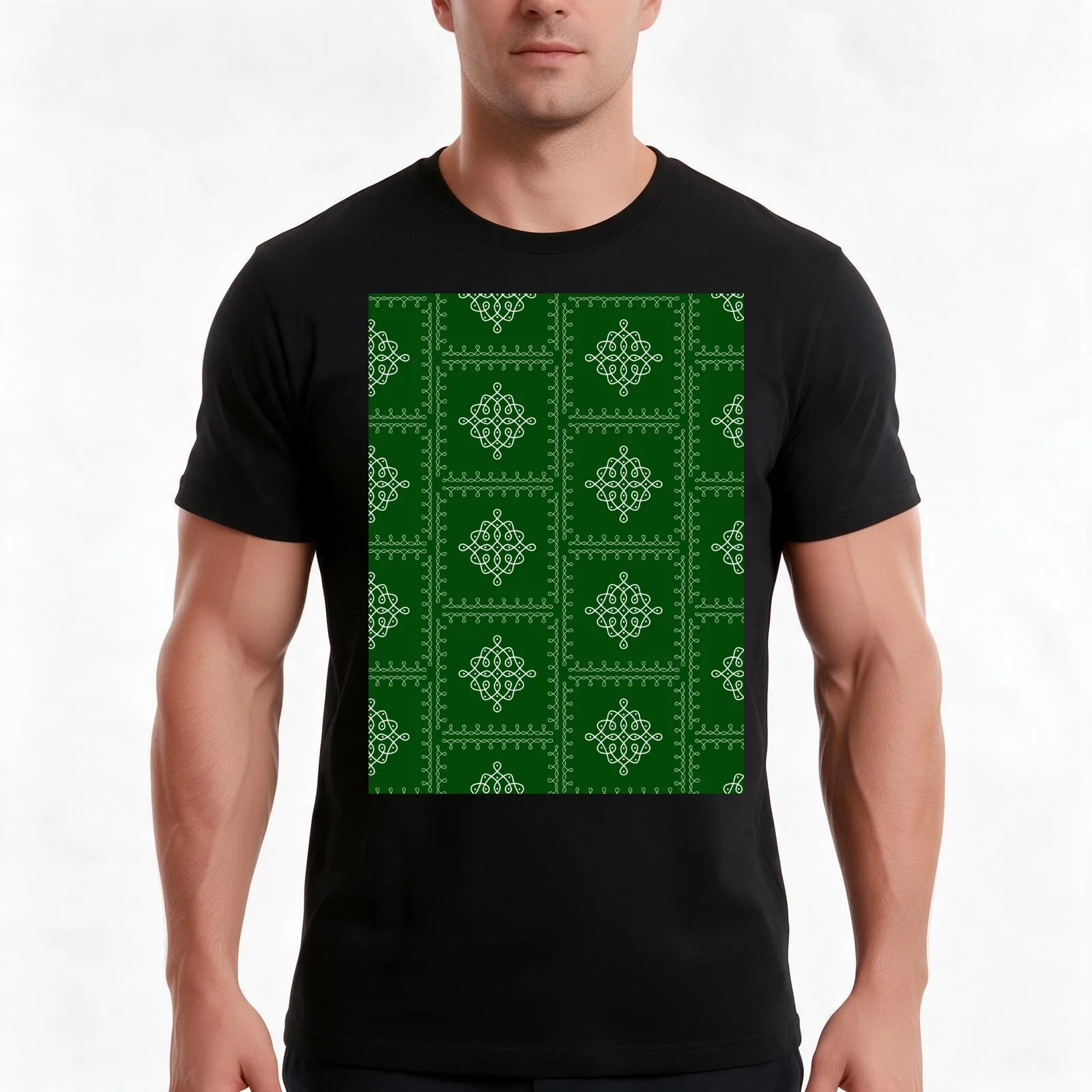 Dot Kolam art Rangoli Indian traditional art T-Shirt Summer Casual Cotton Tee Oversized Streetwear Tops Unisex Men Women