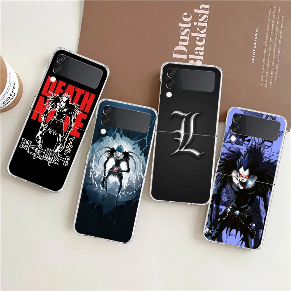 만화 D-데스 노트 하드 PC 휴대폰 케이스, 삼성 갤럭시 Z 플립 5 4 3 용 투명 커버, 갤럭시 Z 플립 6 접이식 충격 방지 