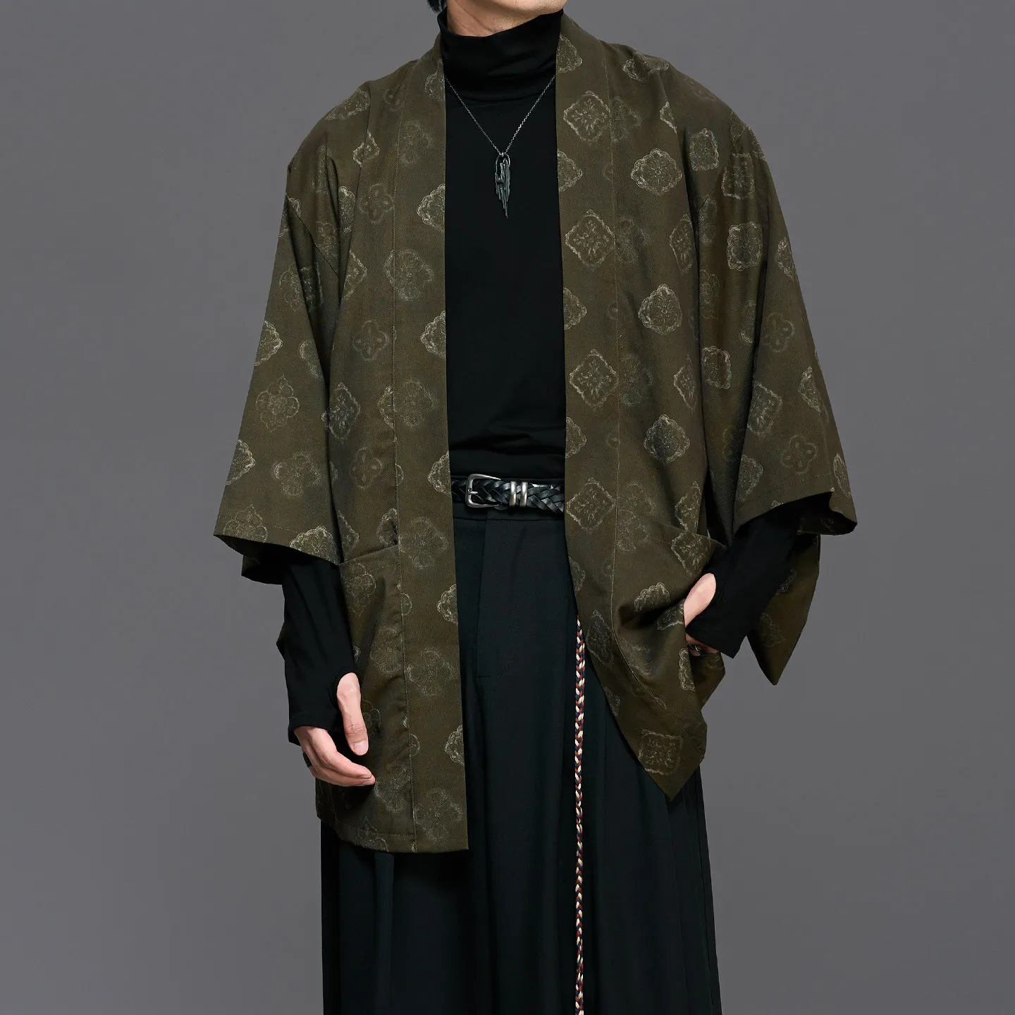 Autumn 2026 Retro Coffee Color Baby Pattern Designer Cut Mid-Ancient Style Loose New Chinese Men's and Women's Robe Coat