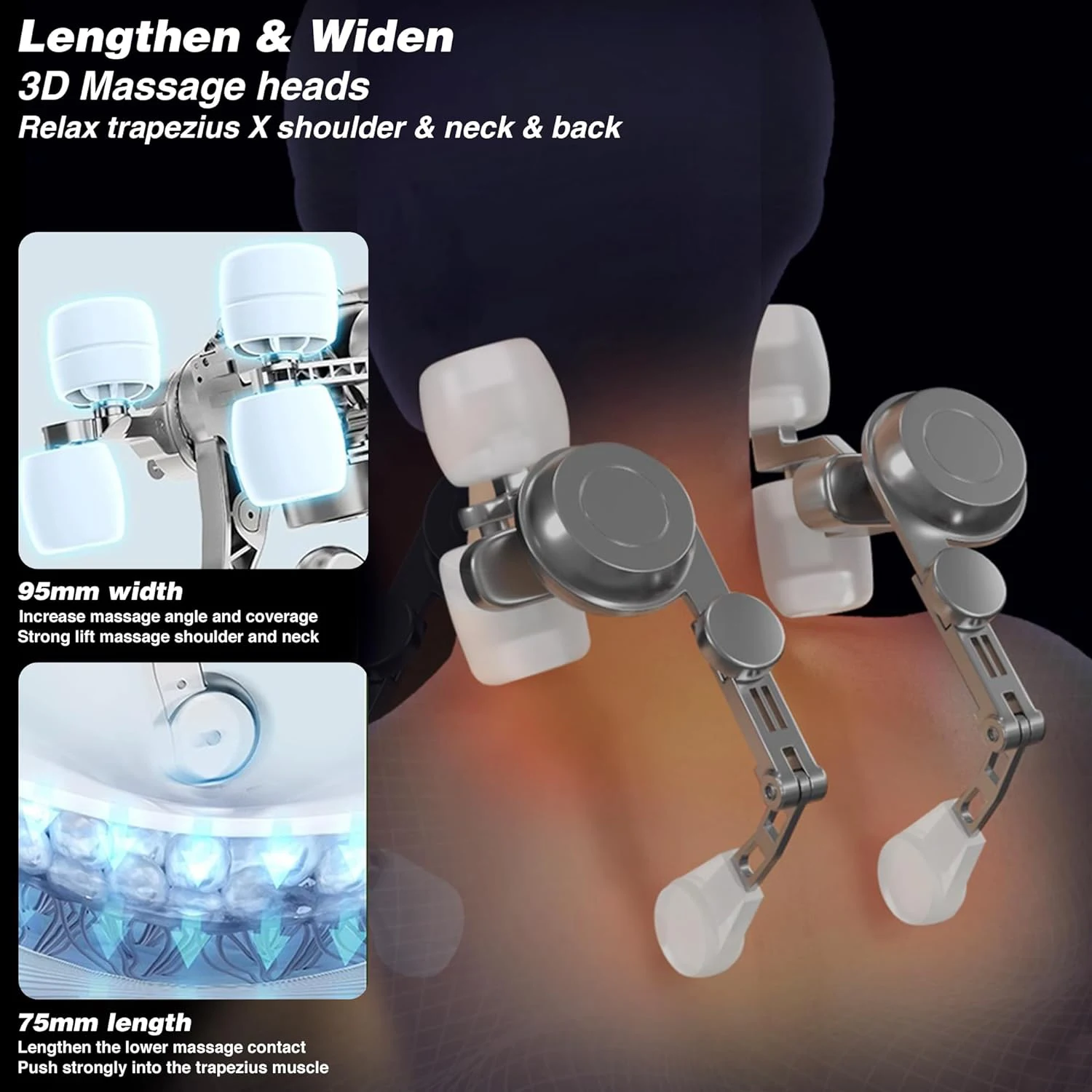 Massaggiatore per collo e spalle 6D, massaggiatore portatile per collo e spalle ricaricabile tramite USB, design ergonomico per schiena, gambe, spalle