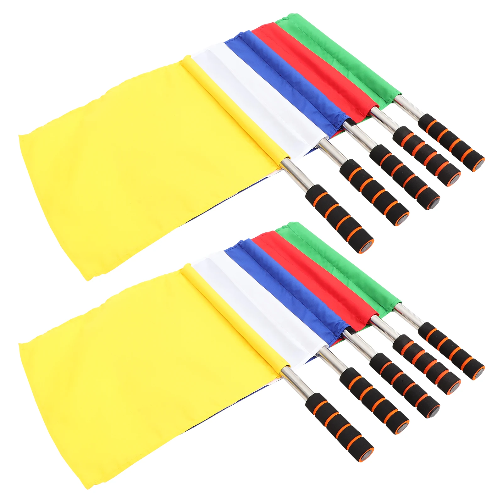 

10Pcs Referee Flags Signal Flags Handheld Green Yellow Red White Blue Colors Sports Equipment Soccer Competition Traffic