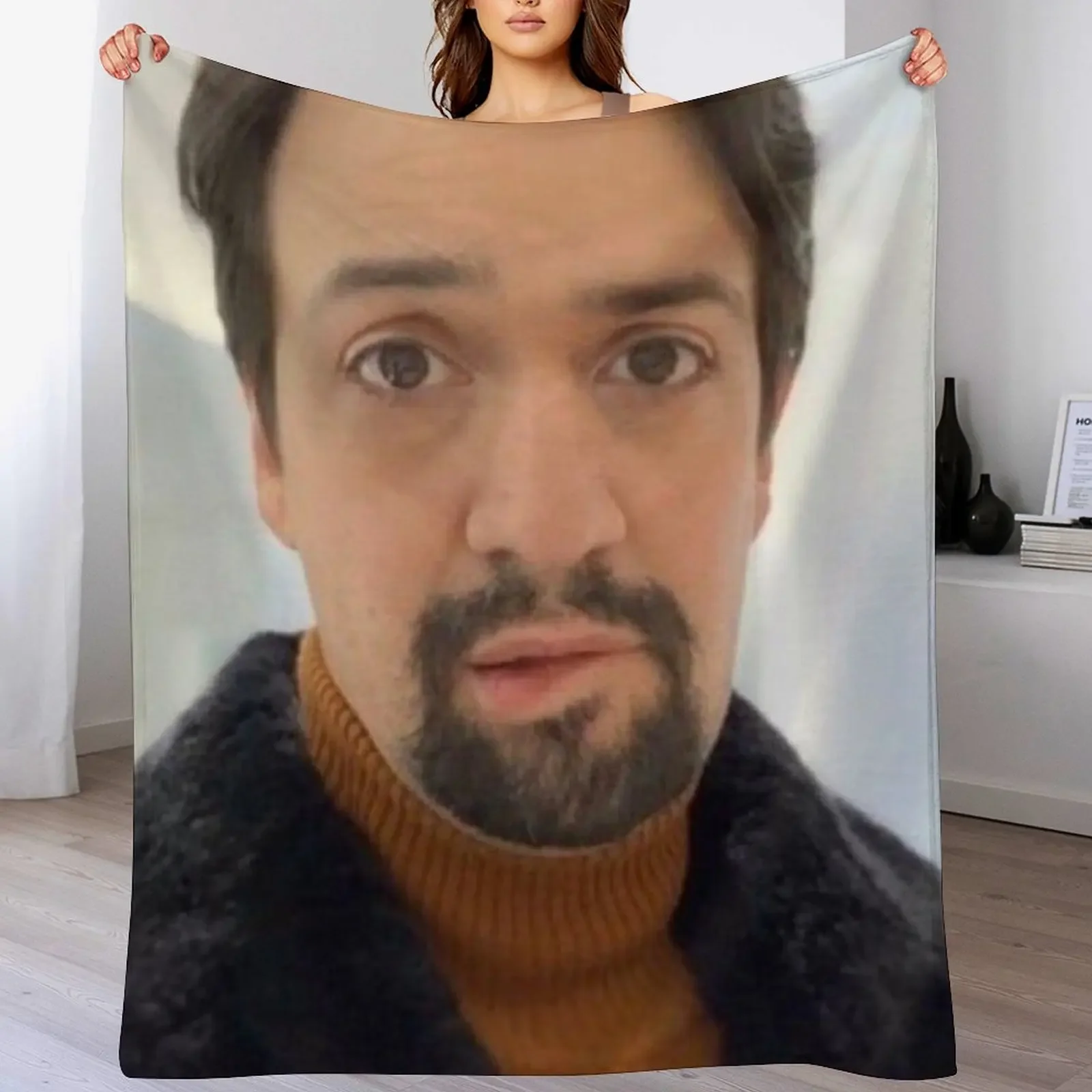 

manuel miranda lip bite meme Throw Blanket Sleeping Bag Hair Custom Cute Blankets