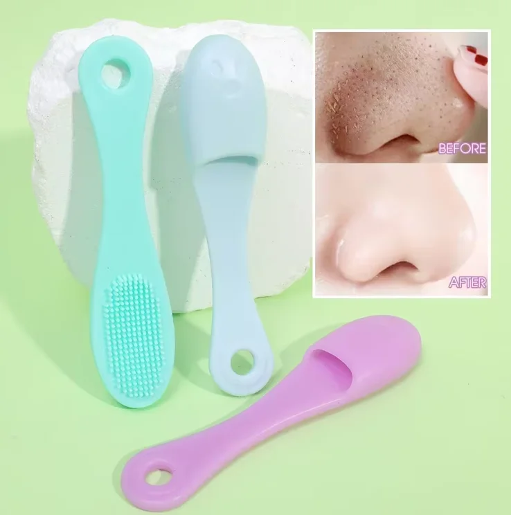 

200Pcs Silicone Nose Brush Facial Pore Cleaner Portable Blackhead Double-sided Massage Brushes Beauty Cleaning Tool Facial RX