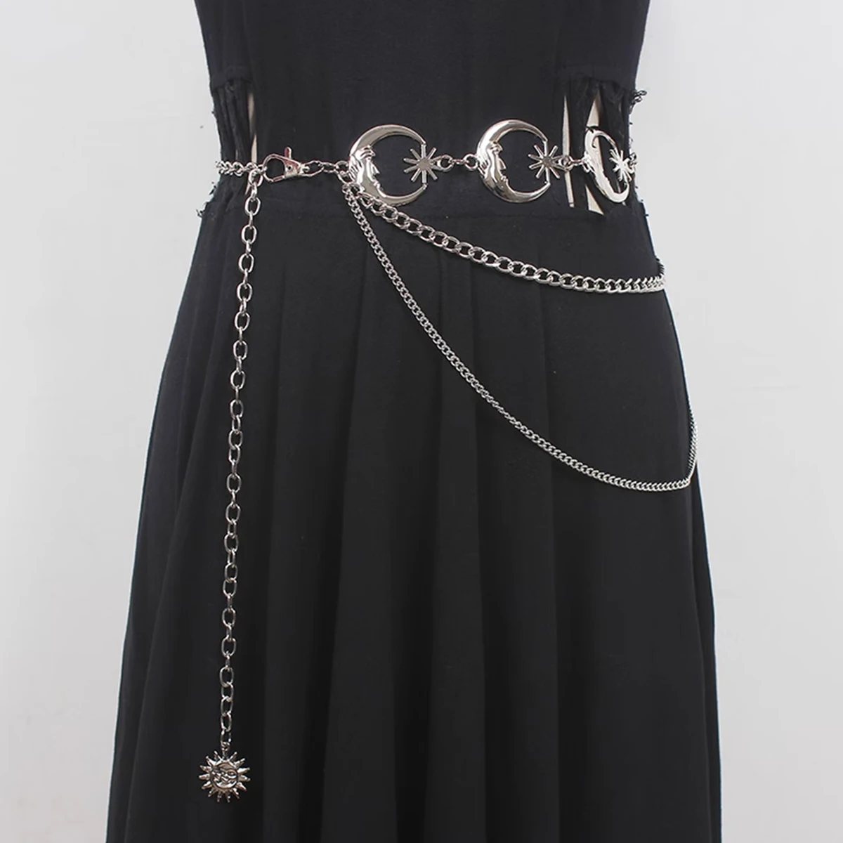 

Модный винтажный золотой пояс-цепочка для женщин, готический металлический дизайнерский ремень с луной, высококачественный пояс для женского готического платья