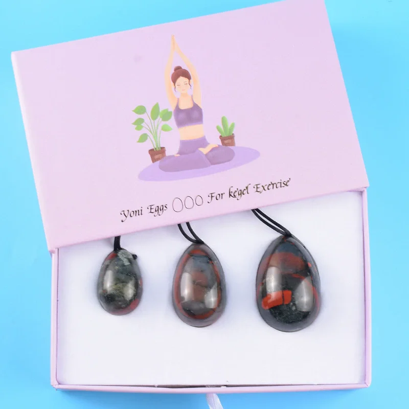 Natural Fang Xue Stone Yoni Egg Massage Stones Stick With Rope Women Muscle Training Eggs For Health Exercise Multiple Sizes