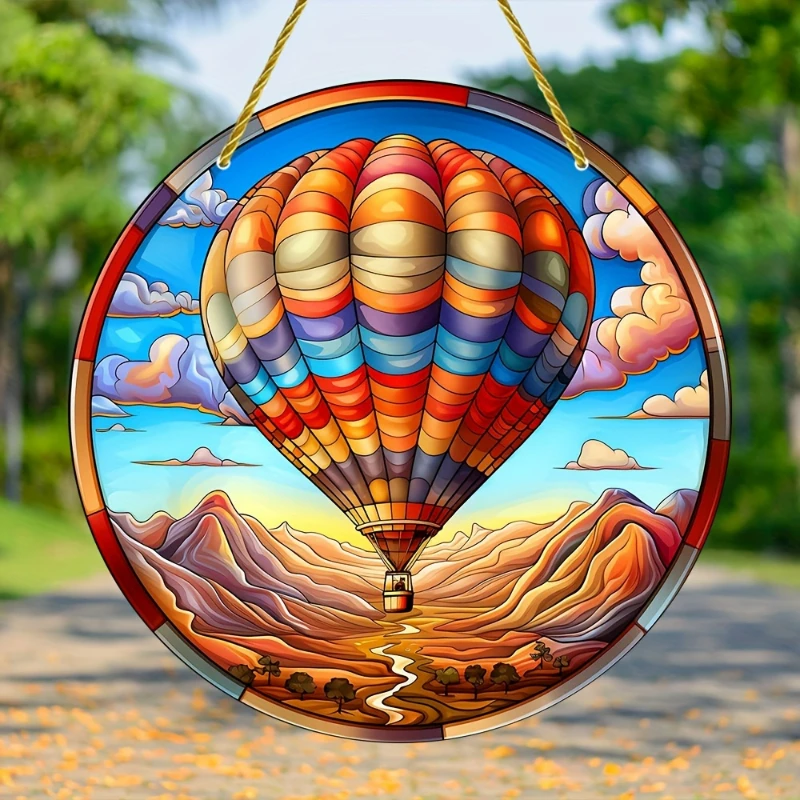 Acrylic Dyed Hot Air Balloon With Two Sides Sun Catcher Window Decoration Indoor Outdoo Home Decorative Shade Dyed Panel Decor