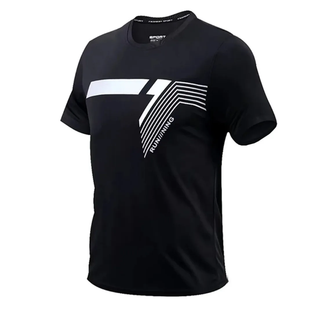 Men's T-shirt quick drying and breathable fitness badminton sports running and jogging clothing fashion casual short sleeved top