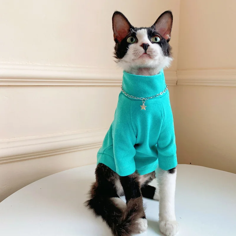 Sphynx Cat Clothes Soft Kitten Cat Pajamas Warm Small Dog Overalls Hoodies Costumes For Sphinx Devon Cat ropa para gato