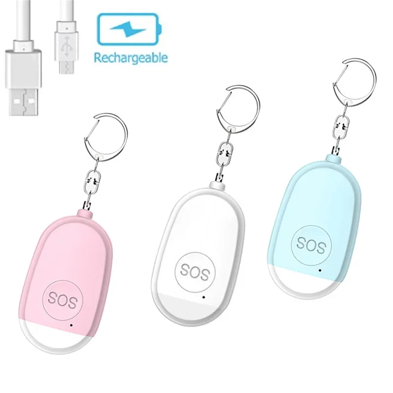 Self Defense Alarm Keychain para Crianças, Segurança Pessoal, Gritar Alto Emergência, Security Protect Alert, Recarregável, 130dB, Meninas, Idosos