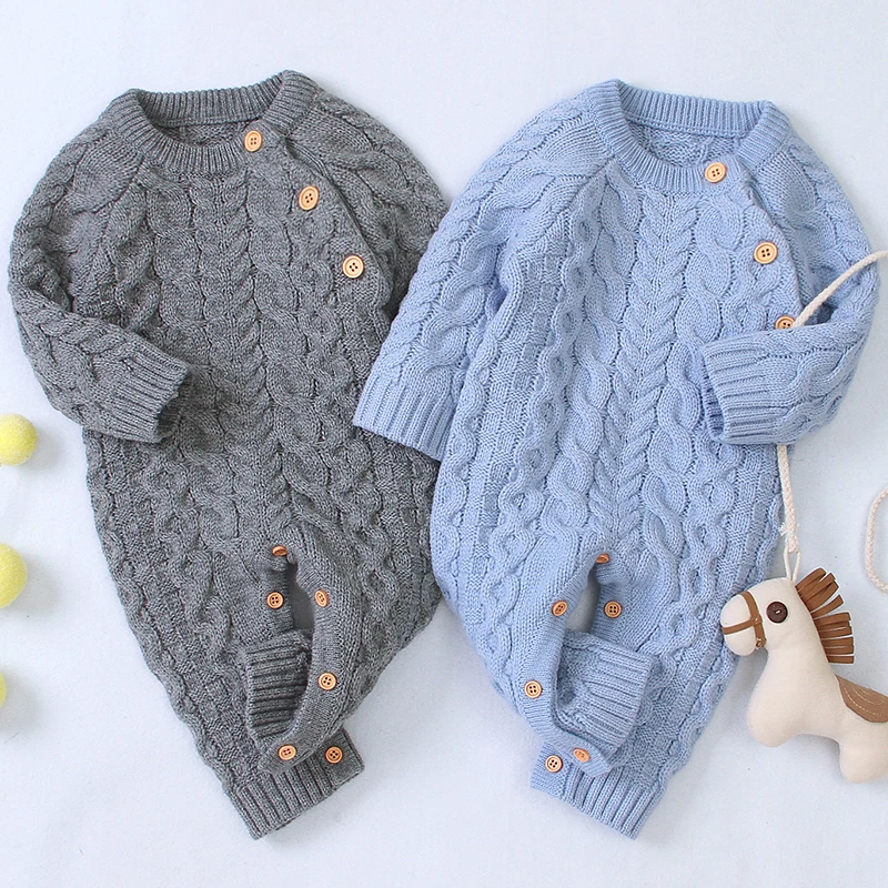 Winter Baby Romper Knitted Newborn Girl Boy Warm Jumpsuit Outfit Long Sleeve Toddler Infant Clothing One Piece Overall Playsuits