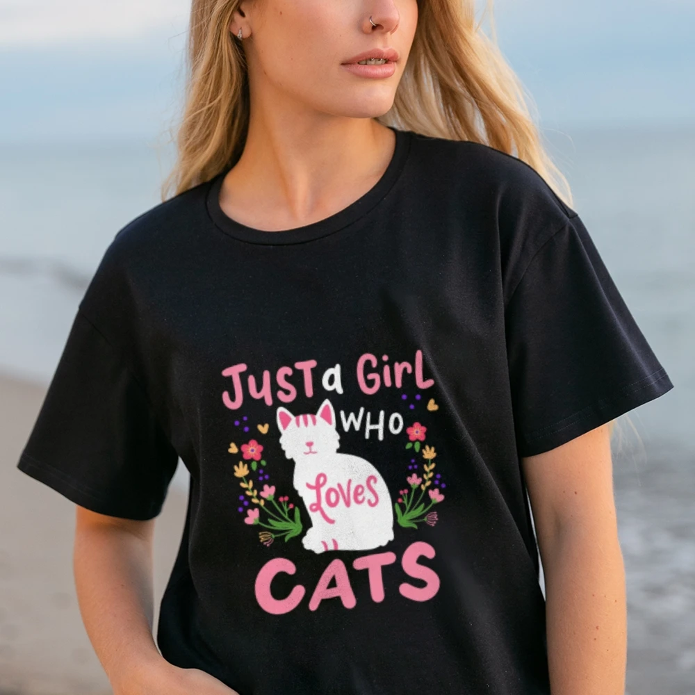 Just A Girl Who Loves Cats Shirt Cat Mom Shirt Girl And Cat Shirt Cat Shirt For Pet Lover Shirt Pet Graphic Tees Cute Cat Shirt