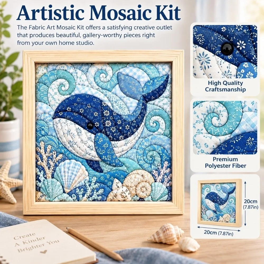No-Sew Kinusaiga Fabric Art Kit Crab Turtle Whale Home Decoration DIY Fabric Art Kit Ocean Series Fabric Art Handmade Set Gift