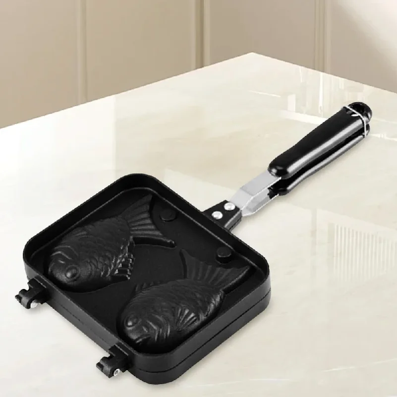 Double Fish Shaped Taiyaki Dessert Waffle Cake Maker Pan Non Stick Japanese Pancake Double Pan Taiyaki Double Baking Pan