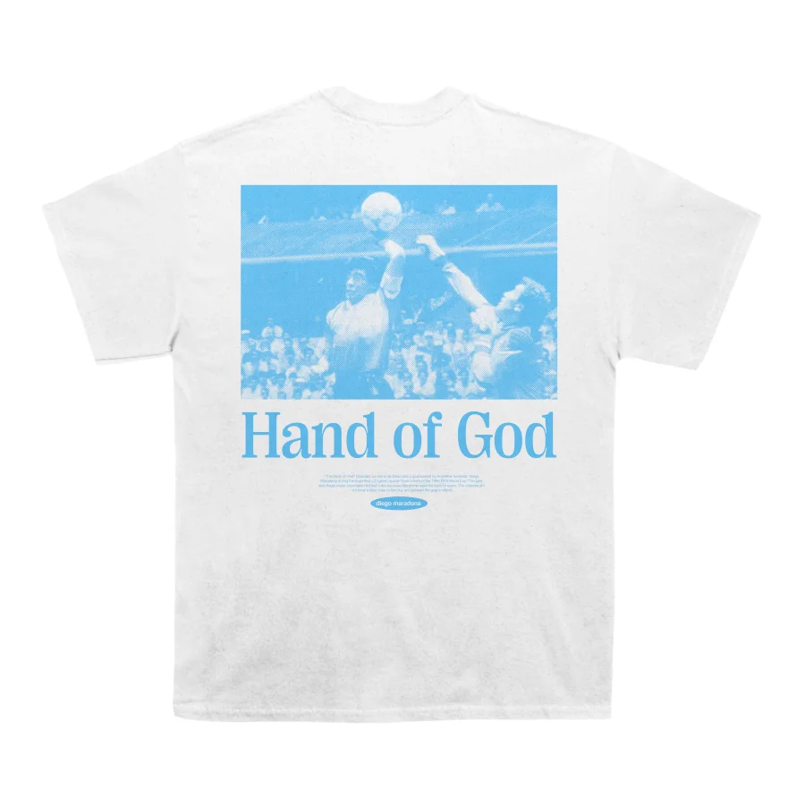 Camiseta de algodón para hombre Diego Maradona Hand of God, estilo retro atlético, color blanco
