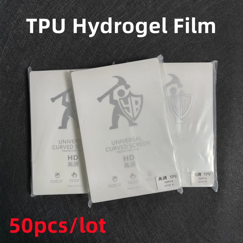 50pcs HD Hydrogel Film For Any Cutting Machine Plottter TPU Soft Flexible Hydrogel Film For Mobile Phone Curved Screen Protector