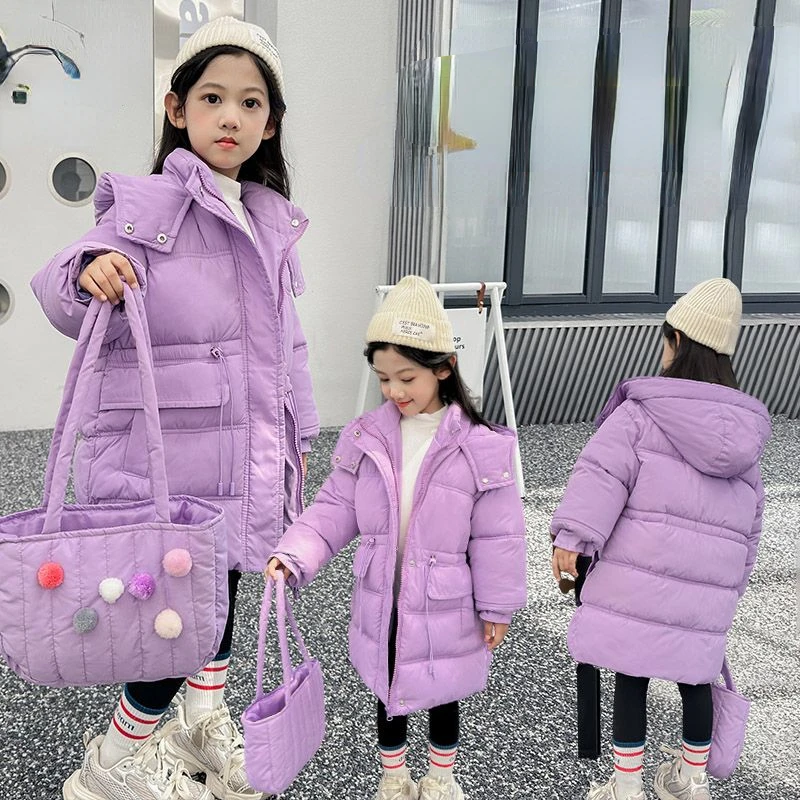 

2023 Kids Children's Down Outerwear Winter Clothes Teen Boys Girls Cotton-Padded Parkas Coats Thicken Warm Long Jackets V52