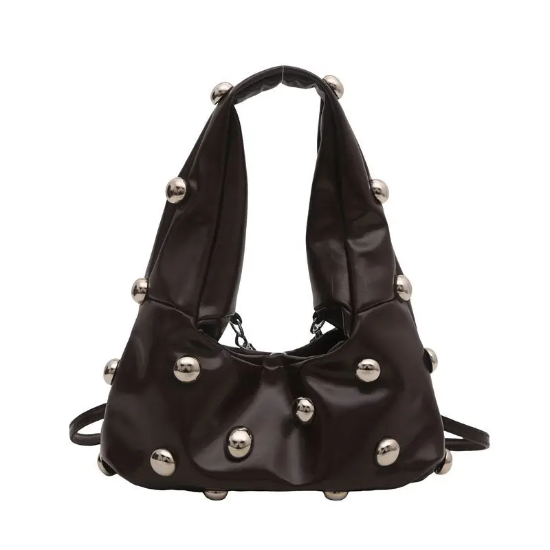 New Women's Korean Version Fashion Rivet Individual Fashion Niche Single-Shoulder Bag Internet Celebrity Crossbody Underarm Bag