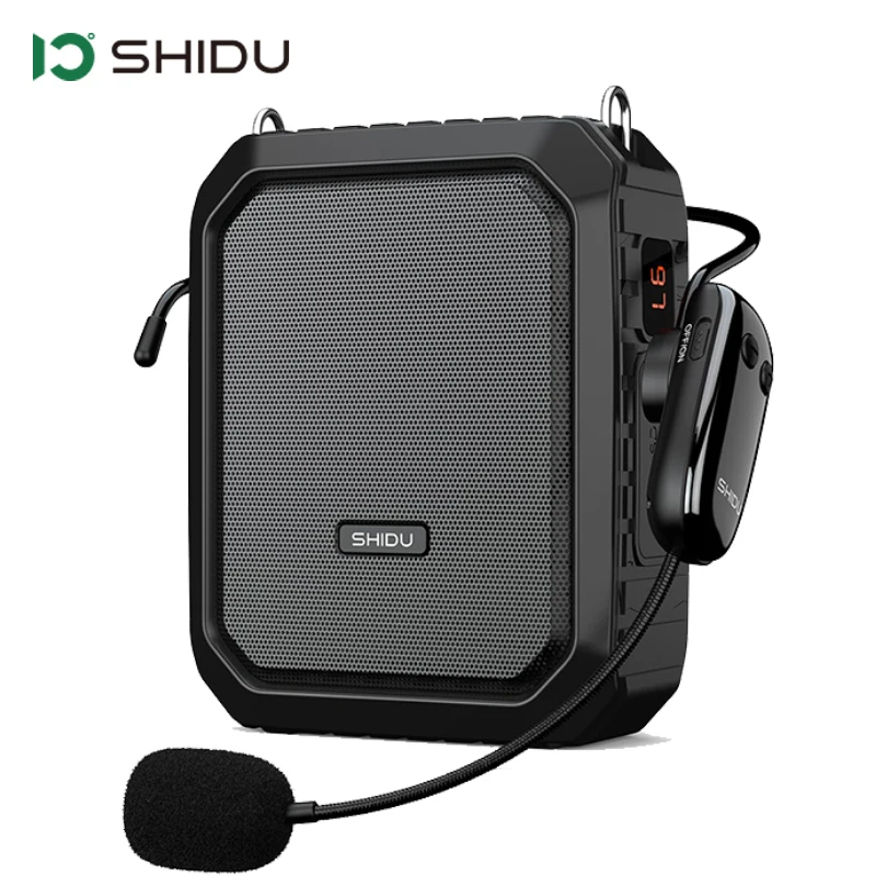 SHIDU Amplificatore vocale per insegnanti con cuffia per microfono wireless, altoparlante Bluetooth impermeabile IPX5, Power Bank 4400mAh M800