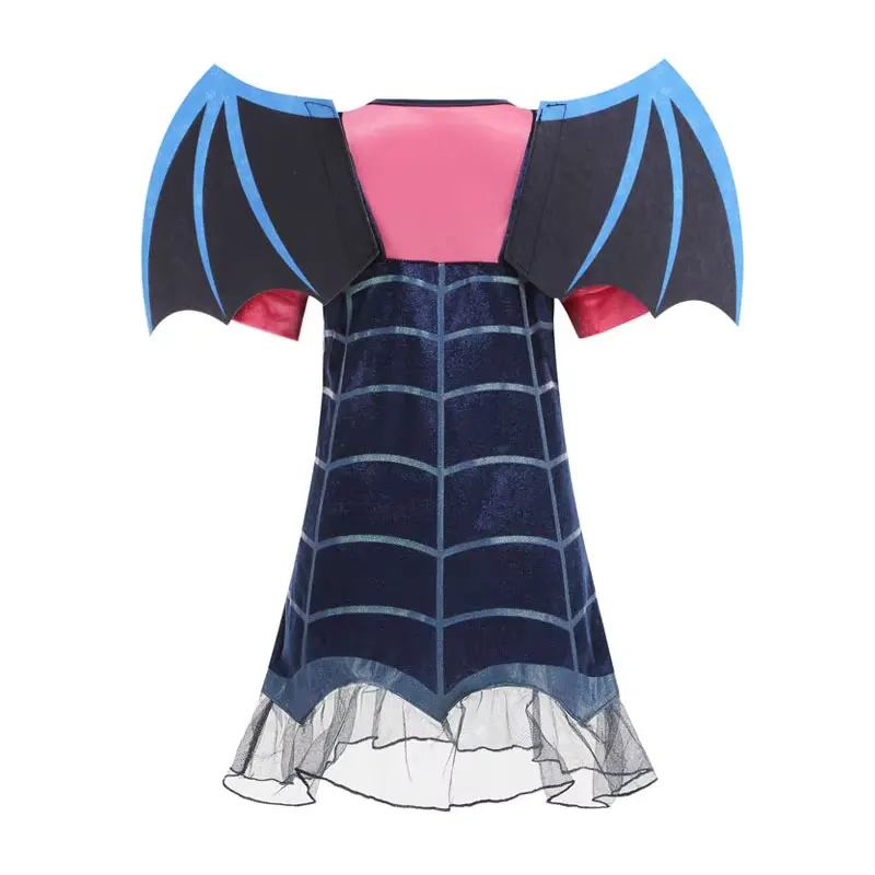 Kids Girls Vampire Bat Halloween Costume Dress Set Bat Wings & Headband Children Cosplay Fancy Outfit for Holiday Party image 3