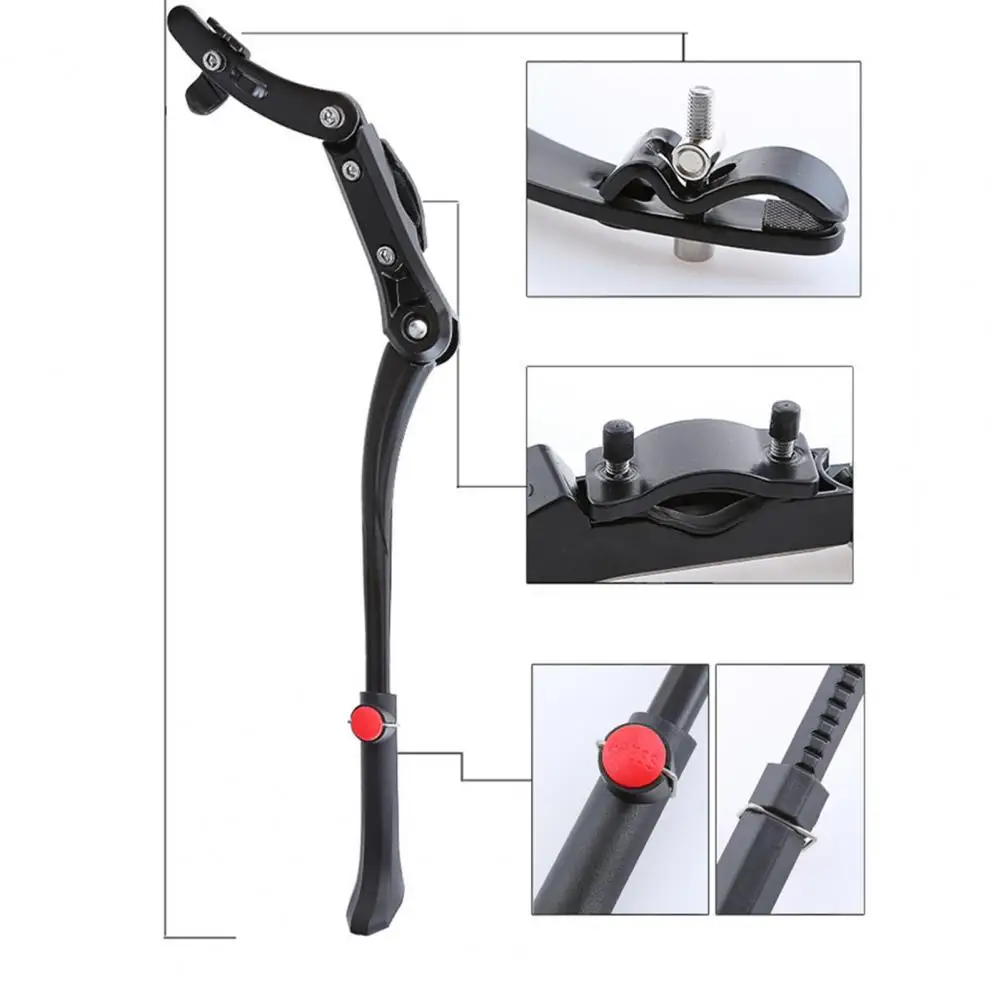 Rust-proof Bike Stand Stable Height Adjustable Bicycle Side Stand with Non-slip Rubber Foot Great Support for Road for 24-29