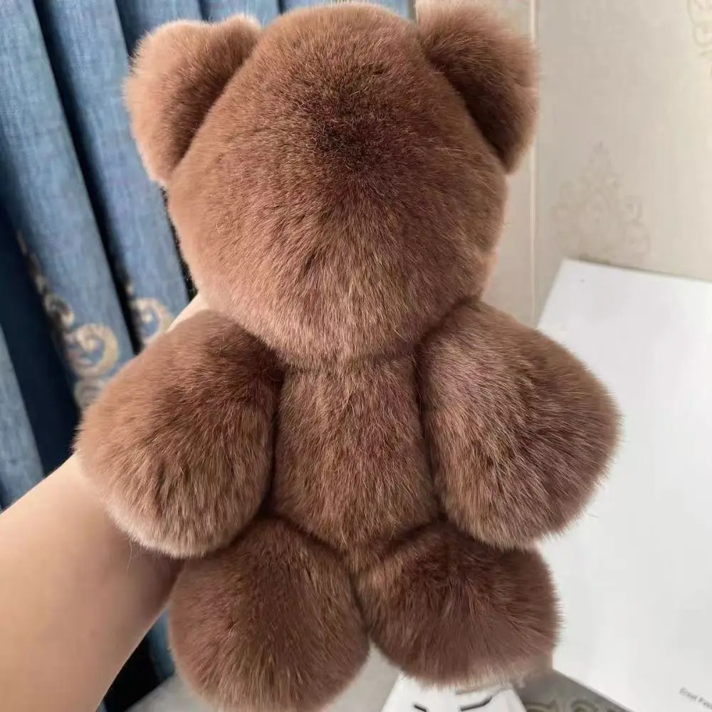 Fashion Handbag Charm Bear Keychain Bag Ornament Stuffed Animal Bear Pendant Brown Cute Bear Keyring Women Girls