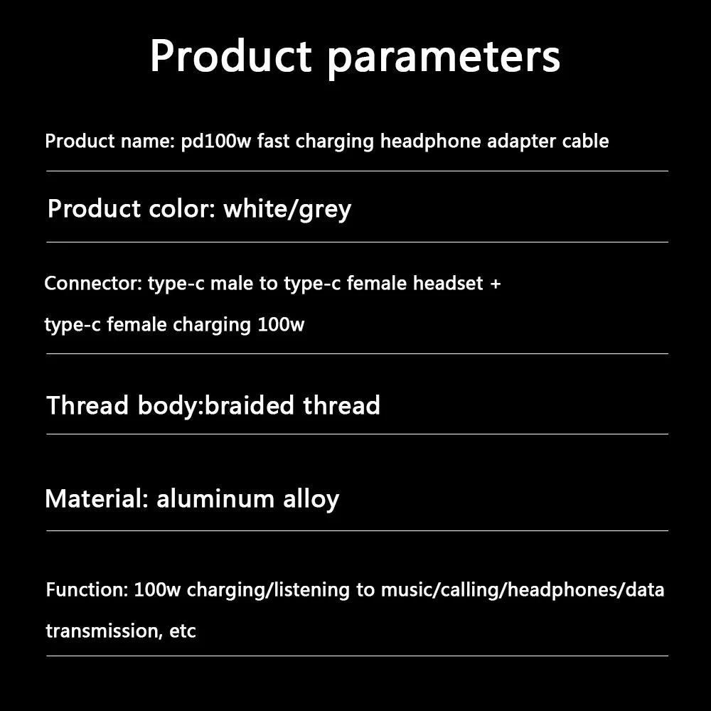 

2 in 1 Design 2-in-1 USB C OTG Adapter PD 100W Fast Charging Type C Splitter Audio Cable 480Mbps Data Transfer HiFi Audio