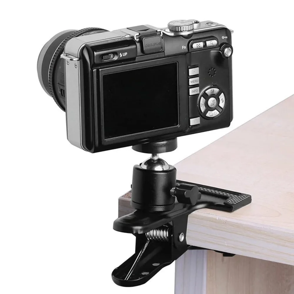 Metal Camera Clip Clamp Flash Holder Mount with 360 Swivel Photography Ball-Head 1/4\